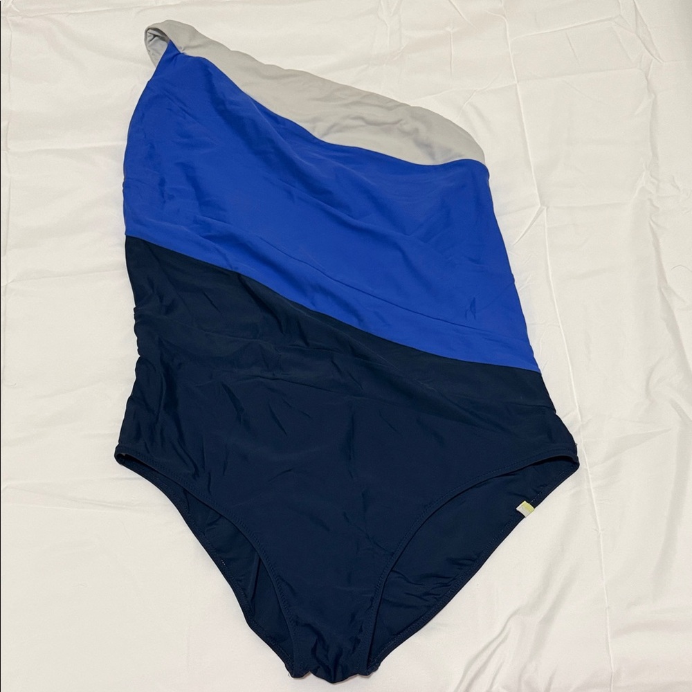 Summersalt Blue and Black One-Shoulder Swimsuit
